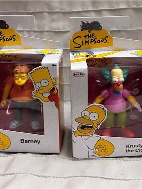 The Simpsons- Jakks Pacific- 2.5" Barney & Krusty The Clown- Lot Of 2- 2026
